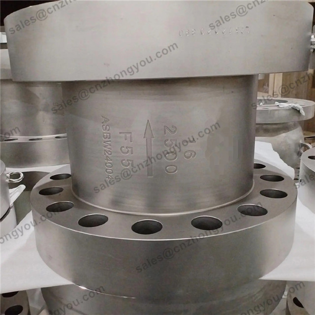 Forged Duplex SS Axial Flow Check Valve, 16'' 2500LB, ASTM A182 F55 Body, ASTM A182 F55 Trim, RTJ Ends