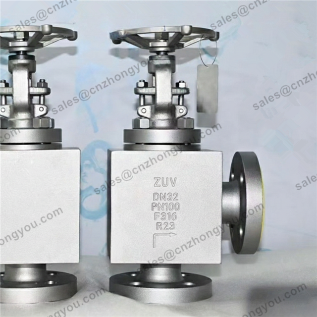 Forged Steel Angle Stop Check Valve, DN32 PN100, ASTM A182 F316 Body, F316 Trim, RTJ Ends, Manual