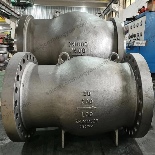Nozzle type Check Valve, 20'' 600LB, ASTM A352 LCC, ASTM A352 LCC Trim, Flanged Ends