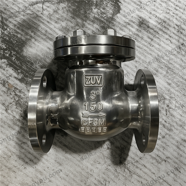 Polished Swing Check Valve, 3'' 150LB, ASTM A351 CF3M Body, SS316L Trim, RF Ends