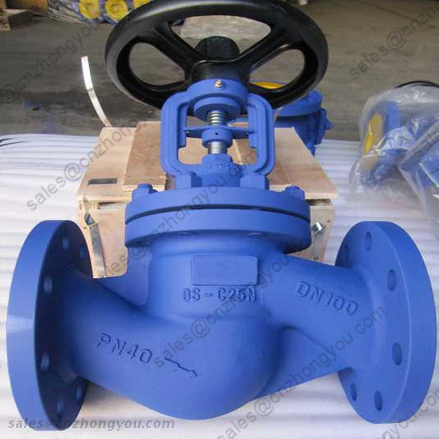 DIN Bellows Seal Globe Valve, DN100 PN40, GS-C25N Body, SS304 Trim, RF Ends, Handwheel Operated