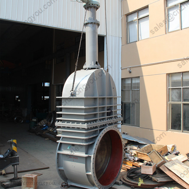 GATE VALVE DN1800 PN6, welded Q235 Body, RF Ends, Gearbox Operated
