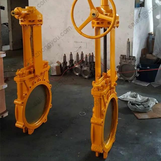 Knife Gate Valve DN400 PN16, A216 WCB Body, Gearbox Operated