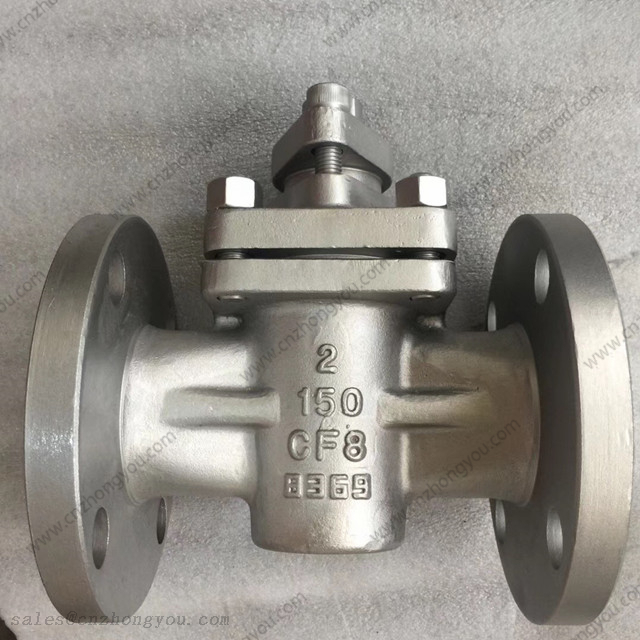 Lever Operated Plug Valve, 2'' 150LB, ASTM A351 CF8 Body, RF