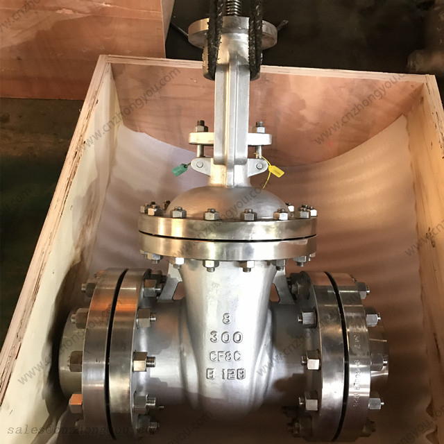Stainless Steel Gate Valve, 8'' 300LB, ASTM A351 CF8C Body, CF8C Trim, Flanged