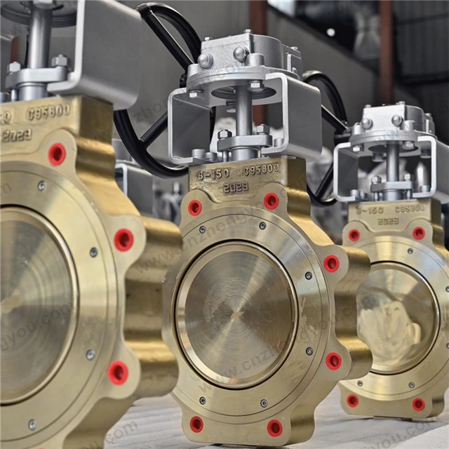 Aluminum Bronze Lug Butterfly Valve, 8'' 150LB, ASTM B148 C95800 Body, C95800 Disc, Wafer Type