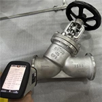 Bellow Sealed Y Pattern Globe Valve, DN100 PN40, ASTM A351 CF8 Body, ASTM A182 F304 Disc, BW Ends, Manual