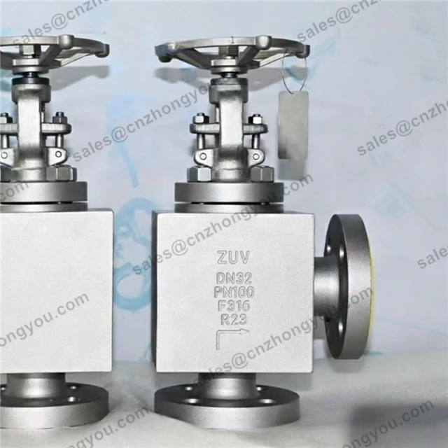 Forged Steel Angle Stop Check Valve, DN32 PN100, ASTM A182 F316 Body, F316 Trim, RTJ Ends, Manual