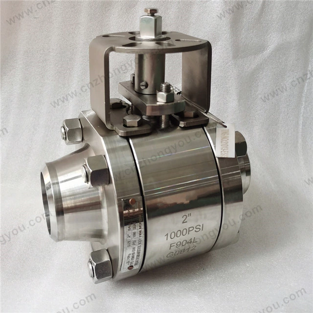ISO5211 Flange Forged Ball Valve, 2'' 1000PSI, ASTM A182 F904L Body, ASTM A182 F904L Trim, BW Ends