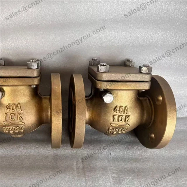 JIS Swing Check Valve, 40A 10K, C95800 Body, C95800 Trim, Flange Ends