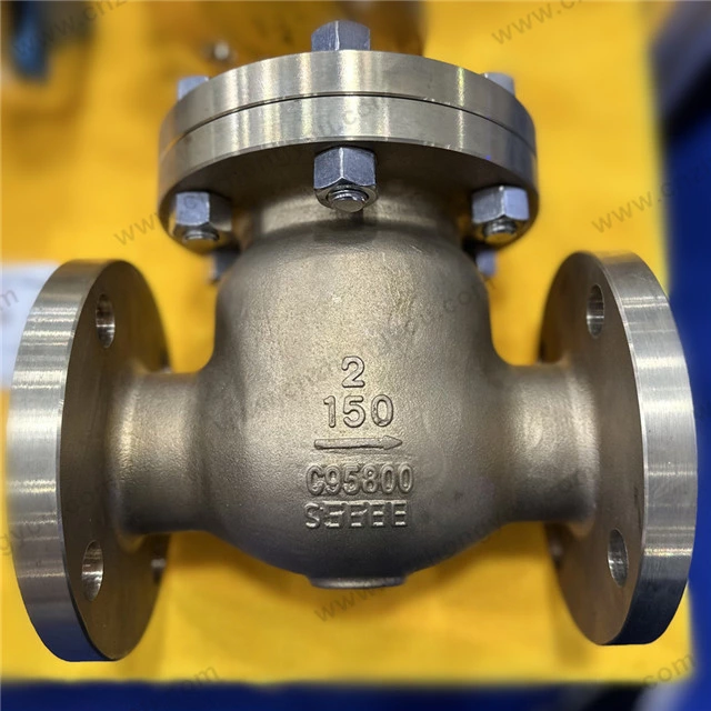Nickel Aluminum Bronze Swing Check Valve, 2'' 150LB, ASTM B148 C95800 Body, Monel K400 Trim, RF Ends
