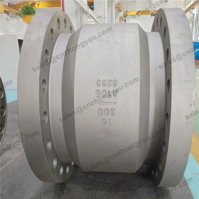 Short Length Forged Axial Check Valve, 16'' 300LB, ASTM A105, 13Cr+Stellite Trim, Flanged Ends