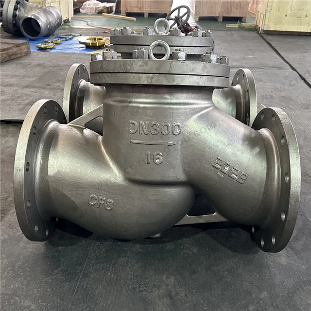 SS DIN Lift Check Valve, DN300 PN16, ASTM A351 CF8 Body, SS304 Trim, RF Ends