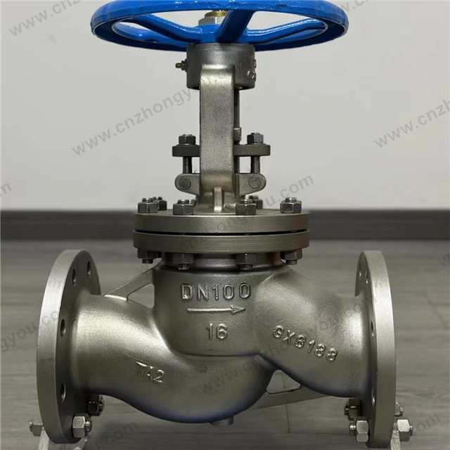 Titanium Grade TA2 Globe Valve, DN100 PN16, TA2 Body, TA2 Trim, RF Ends