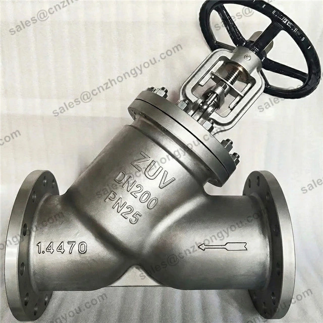 Y Pattern Bellow Seal Globe Valve, DN200 PN25, 1.4470 Body, 1.4470 Trim, Flange Ends